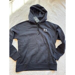 Under Armour Womens Essential Fleece Hoodie Black Pullover Sweatshirt Size Small